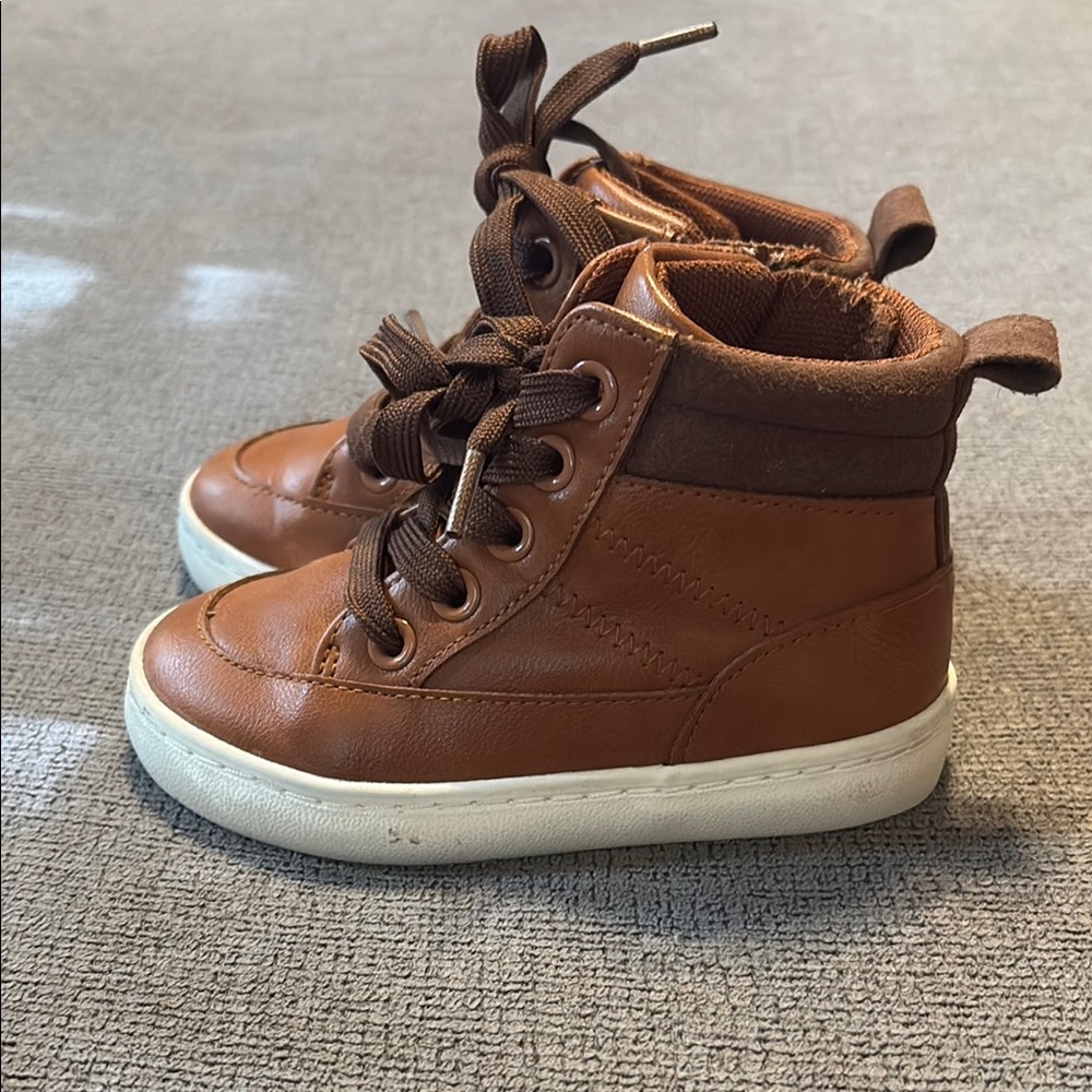 Brown High-Top Kids Sneakers